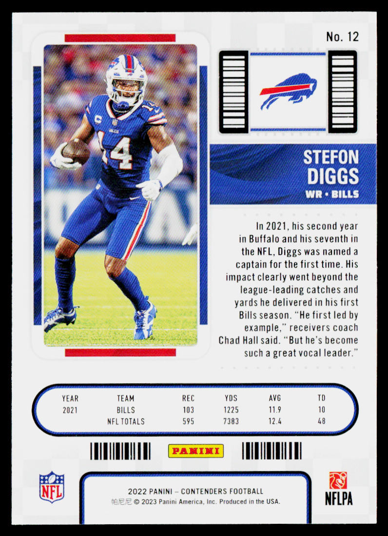 Stefon Diggs 2022 Panini Contenders #12 Buffalo Bills