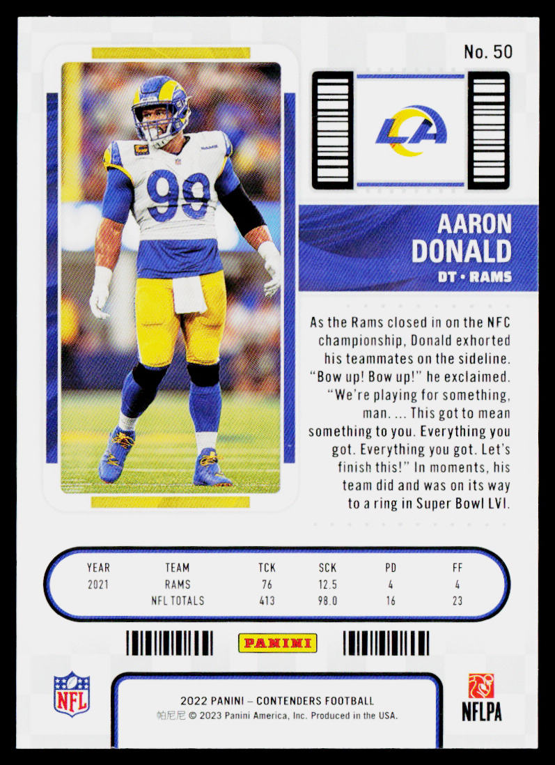 Aaron Donald 2022 Panini Contenders #50 Los Angeles Rams