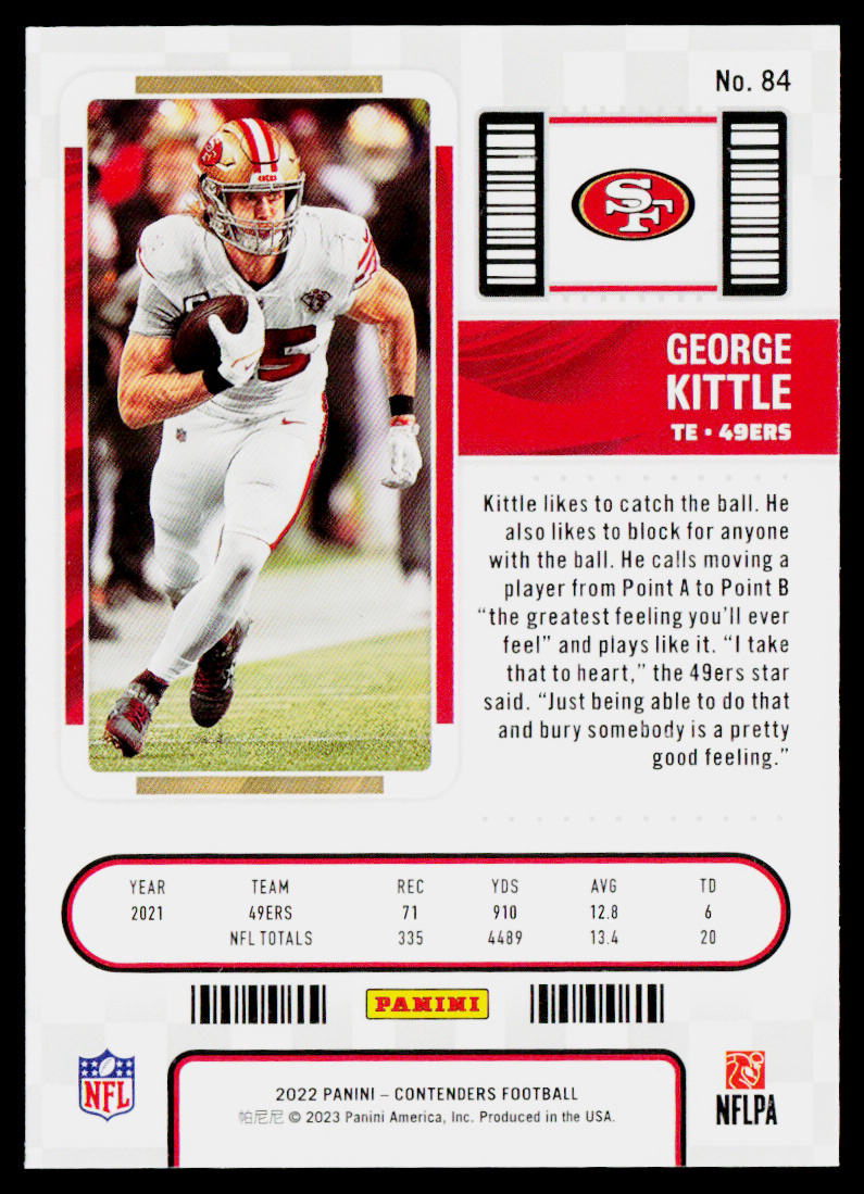 George Kittle 2022 Panini Contenders #84 San Francisco 49ers