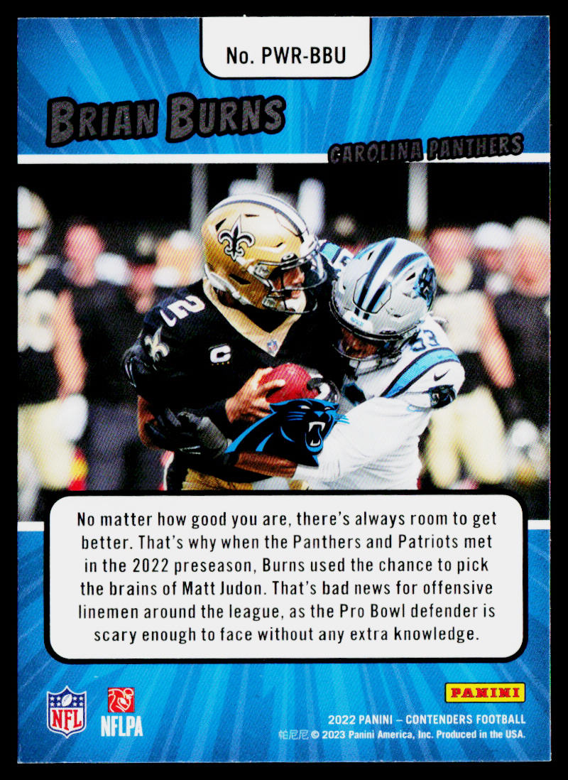 Brian Burns 2022 Panini Contenders Power Players Emerald #PWR-BBU