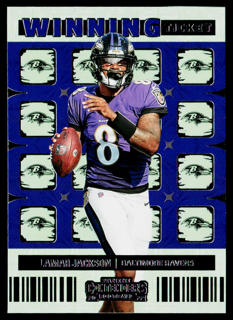 Lamar Jackson 2022 Panini Contenders Winning Ticket Emerald #WT-LJA