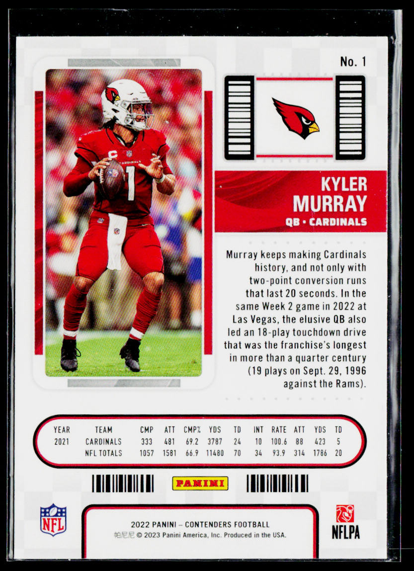 Kyler Murray 2022 Panini Contenders #1 Arizona Cardinals