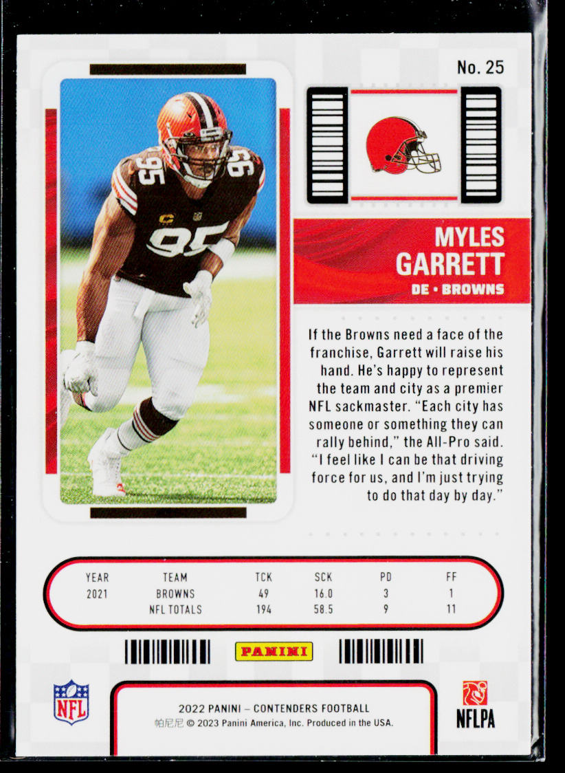 Myles Garrett 2022 Panini Contenders #25 Cleveland Browns