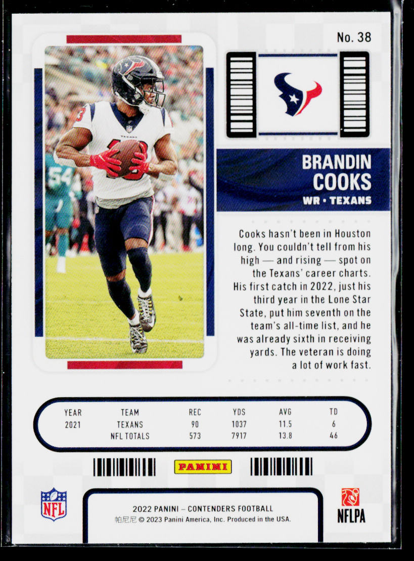 Brandin Cooks 2022 Panini Contenders #38 Houston Texans