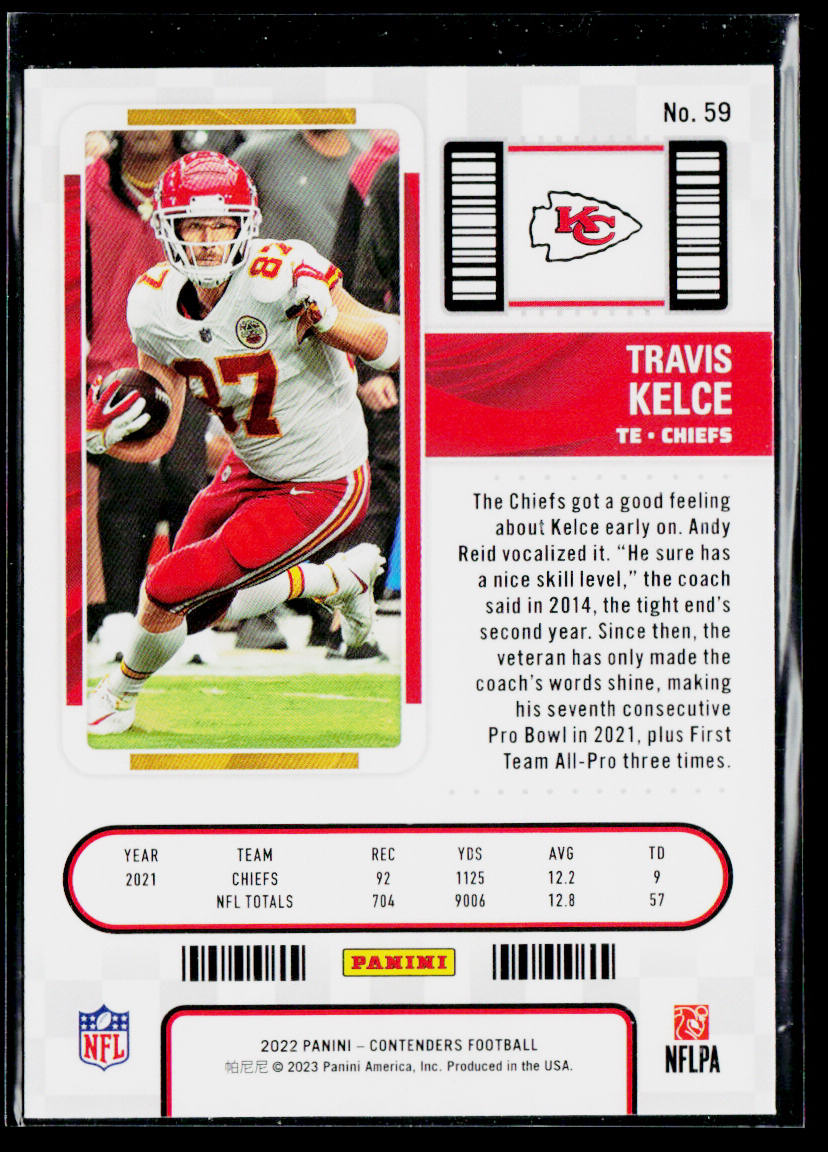 Travis Kelce 2022 Panini Contenders #59 Kansas City Chiefs