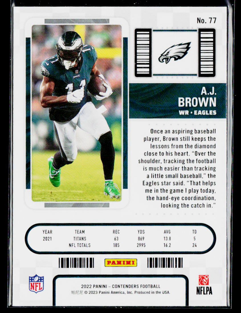 A.J. Brown 2022 Panini Contenders #77 Philadelphia Eagles