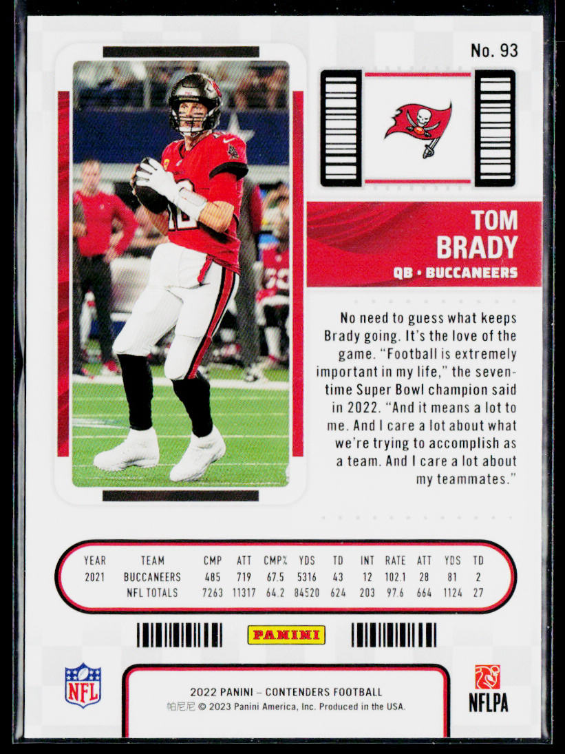 Tom Brady 2022 Panini Contenders #93 Tampa Bay Buccaneers