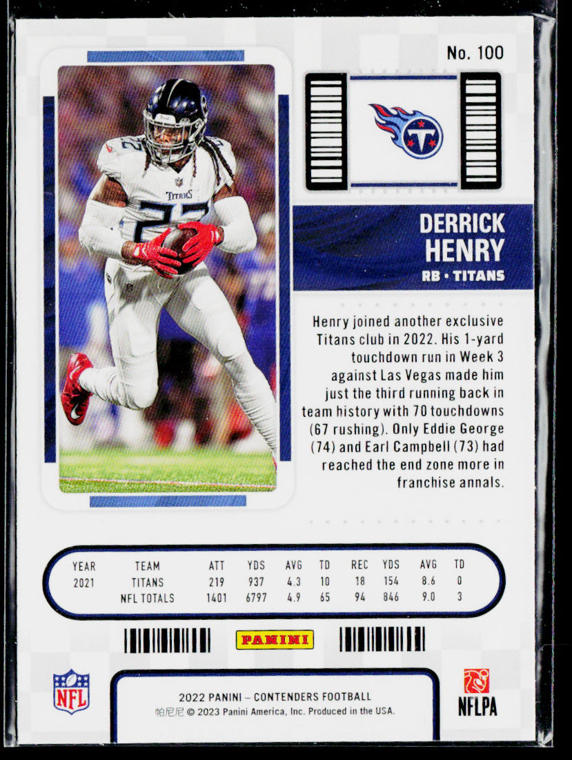 Derrick Henry 2022 Panini Contenders #100 Tennessee Titans