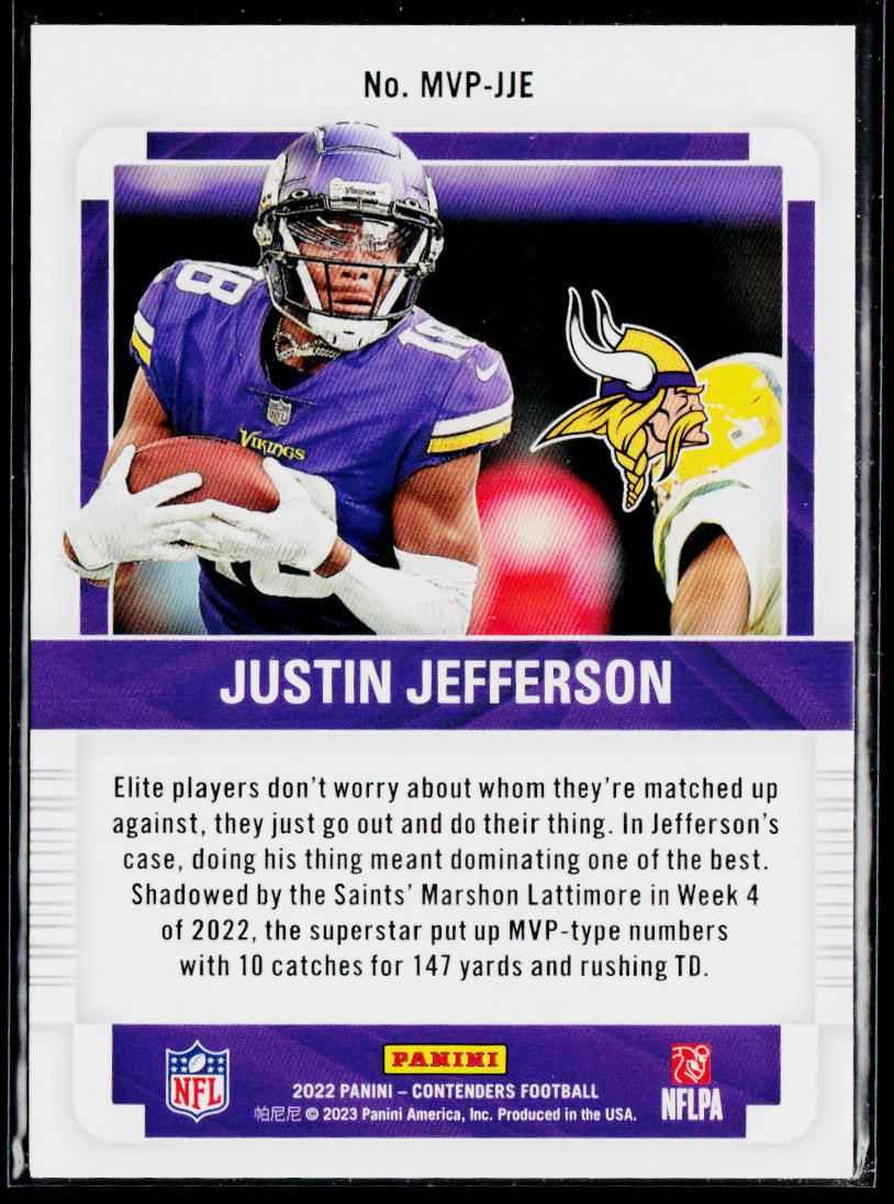 Justin Jefferson 2022 Panini Contenders MVP #MVP-JJE Minnesota Vikings
