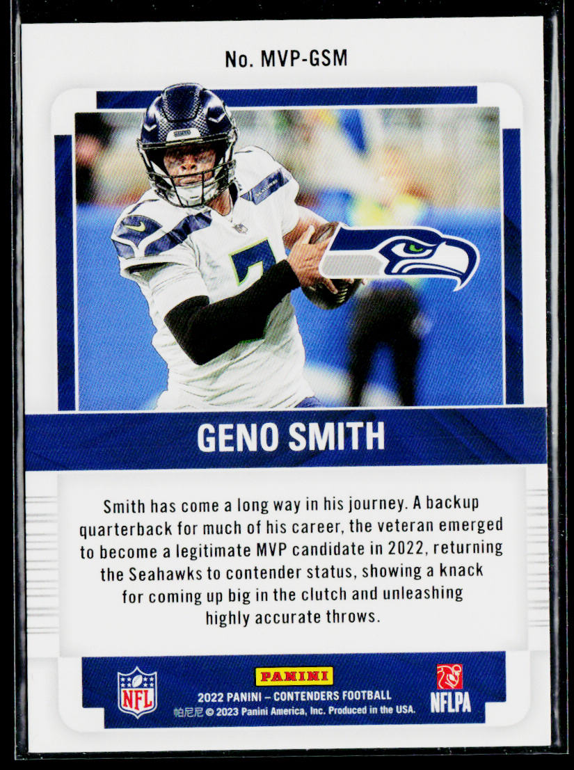 Geno Smith 2022 Panini Contenders MVP Contenders #MVP-GSM Seattle Seahawks