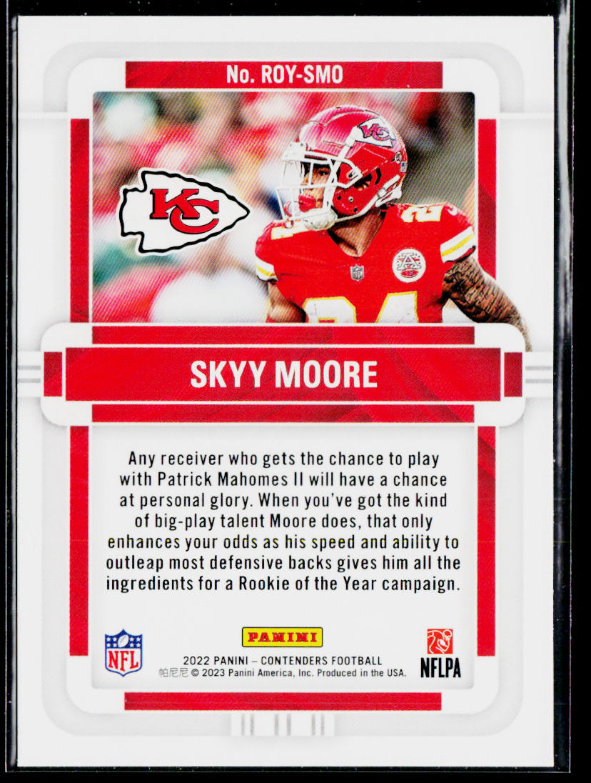 Skyy Moore 2022 Panini Contenders Rookie of the Year #ROY-SMO Kansas City Chiefs