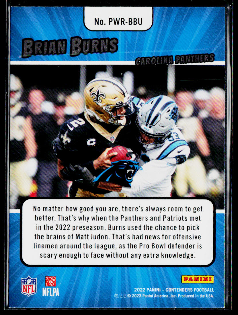 Brian Burns 2022 Panini Contenders Power Players #PWR-BBU Carolina Panthers