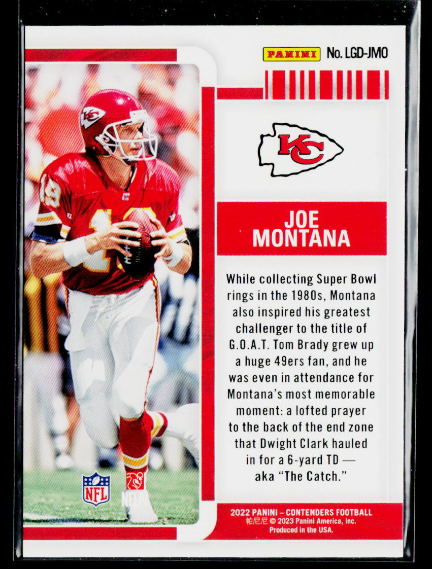 Joe Montana 2022 Panini Contenders Legendary #LGD-JMO Kansas City Chiefs