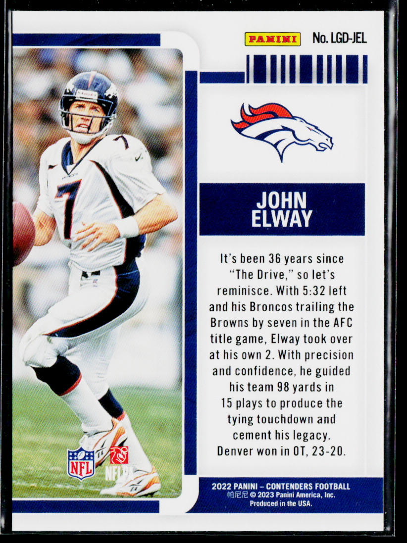 John Elway 2022 Panini Contenders Legendary Contenders #LGD-JEL Denver Broncos