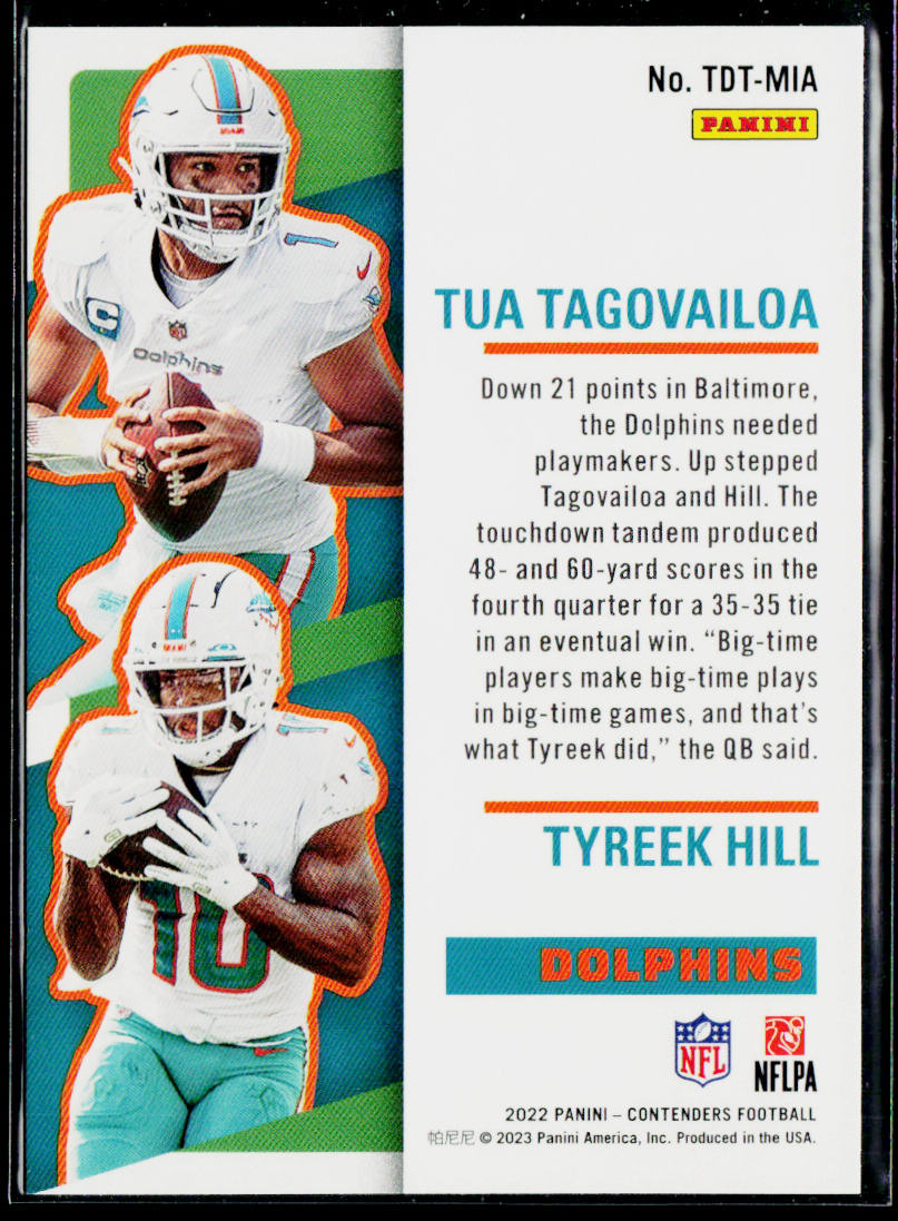 Tua Tagovailoa / Tyreek Hill 2022 Panini Contenders Touchdown Tandems #TDT-MIA