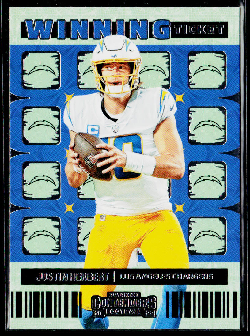 Justin Herbert 2022 Panini Contenders Winning Ticket Emerald #WT-JHE Chargers