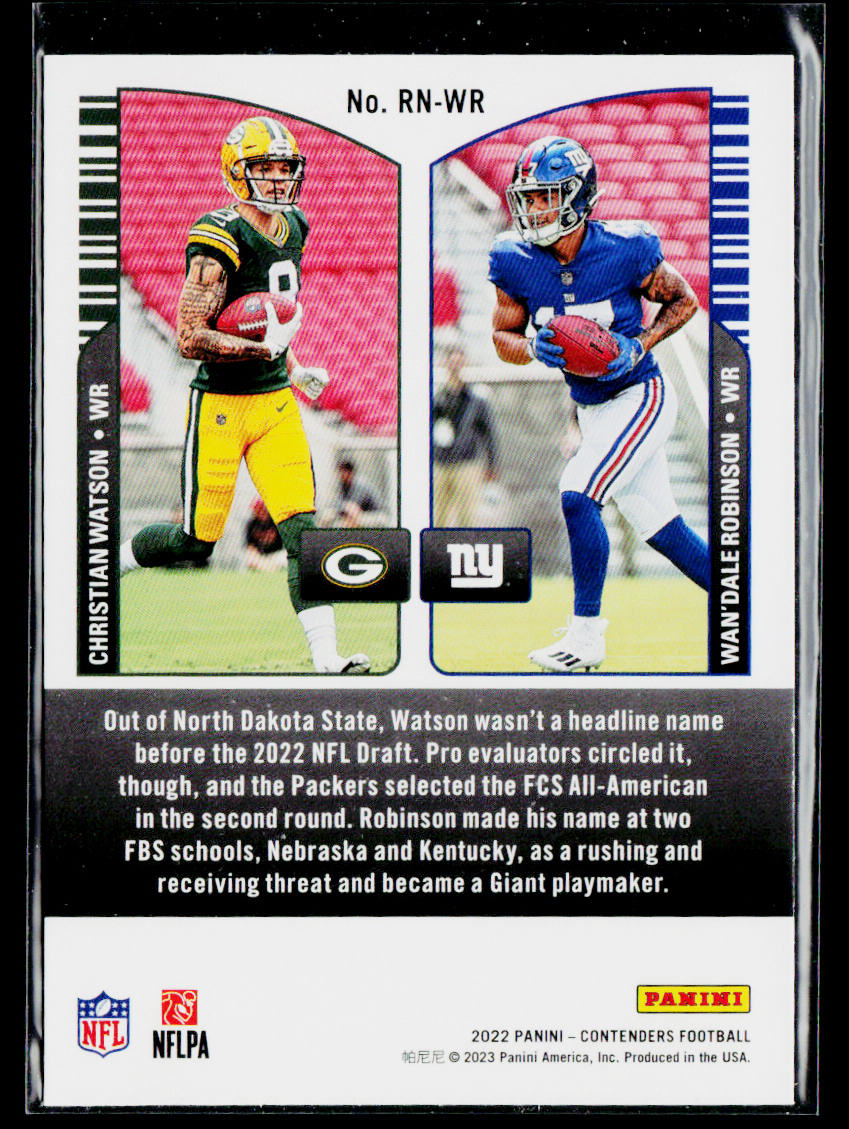 Christian Watson / Wan'Dale Robinson 2022 Panini Contenders Round Numbers #RN-WR