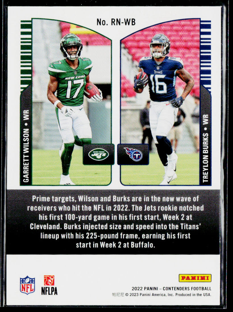 Garrett Wilson / Treylon Burks 2022 Panini Contenders Round Numbers #RN-WB