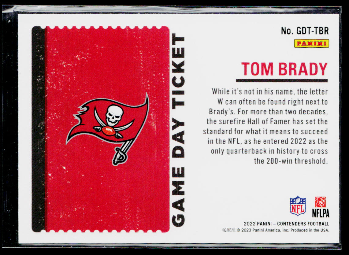 Tom Brady 2022 Panini Contenders Game Day Ticket Emerald #GDT-TBR Buccaneers