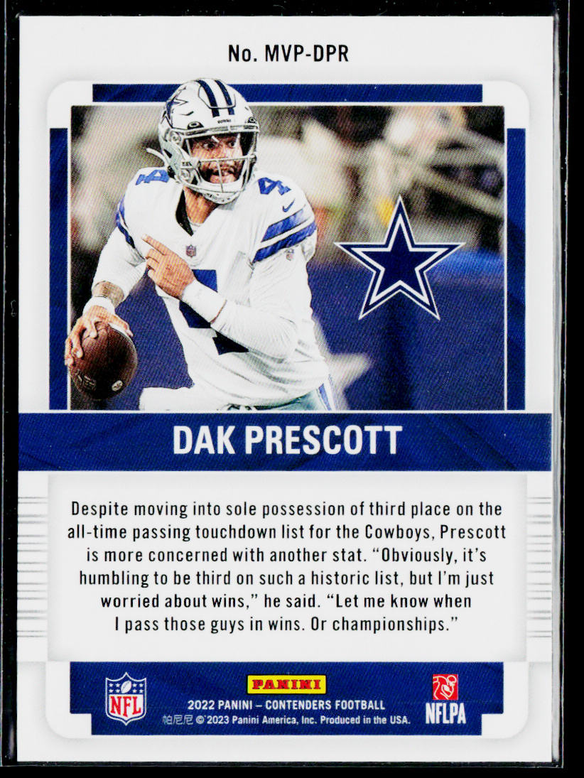 Dak Prescott 2022 Panini Contenders MVP Contenders Emerald #MVP-DPR