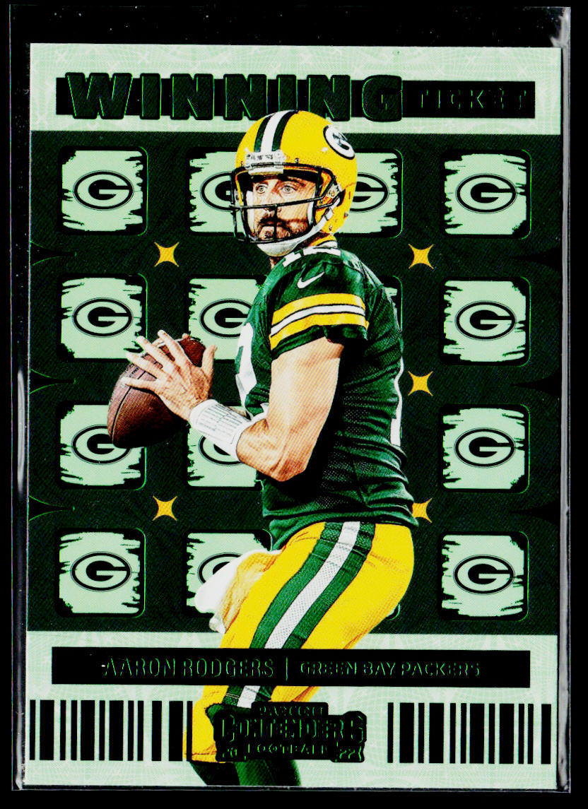 Aaron Rodgers 2022 Panini Contenders Winning Ticket Emerald #WT-ARO Packers