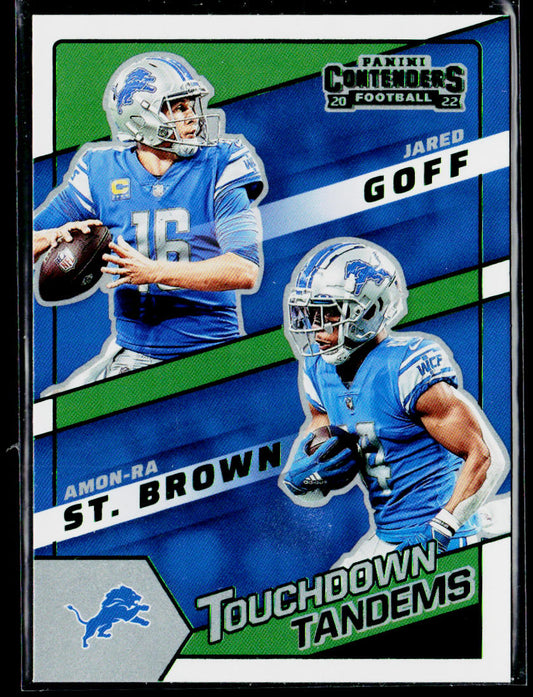 Amon-Ra St. Brown / Jared Goff 2022 Panini Contenders Touchdown Tandems #TDT-DET