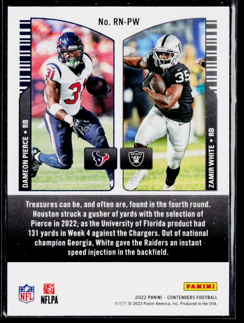 Dameon Pierce / Zamir White 2022 Panini Contenders Round Numbers Emerald #RN-PW