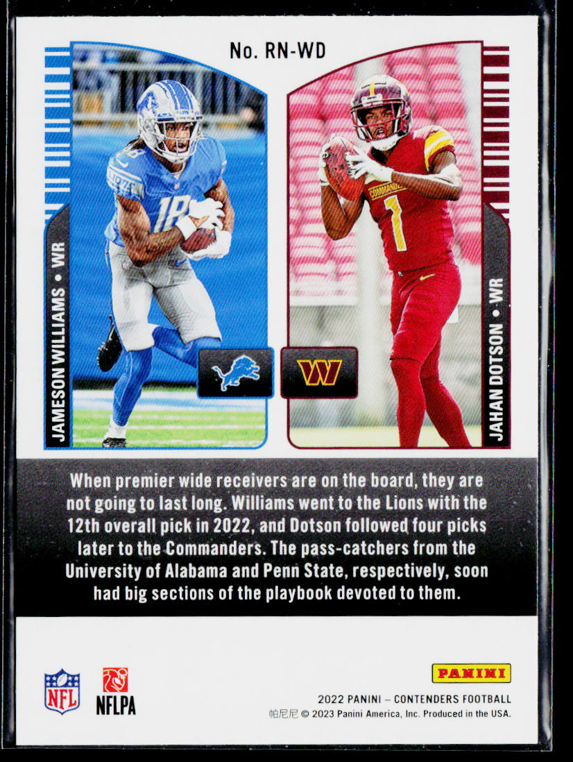 Jameson Williams / Jahan Dotson 2022 Panini Contenders Round Numbers #RN-WD