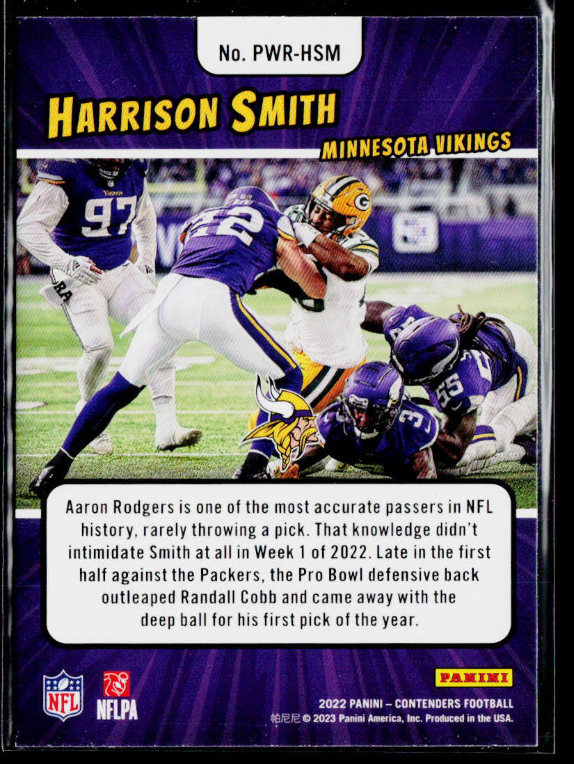 Harrison Smith 2022 Panini Contenders Power Players Emerald #PWR-HSM