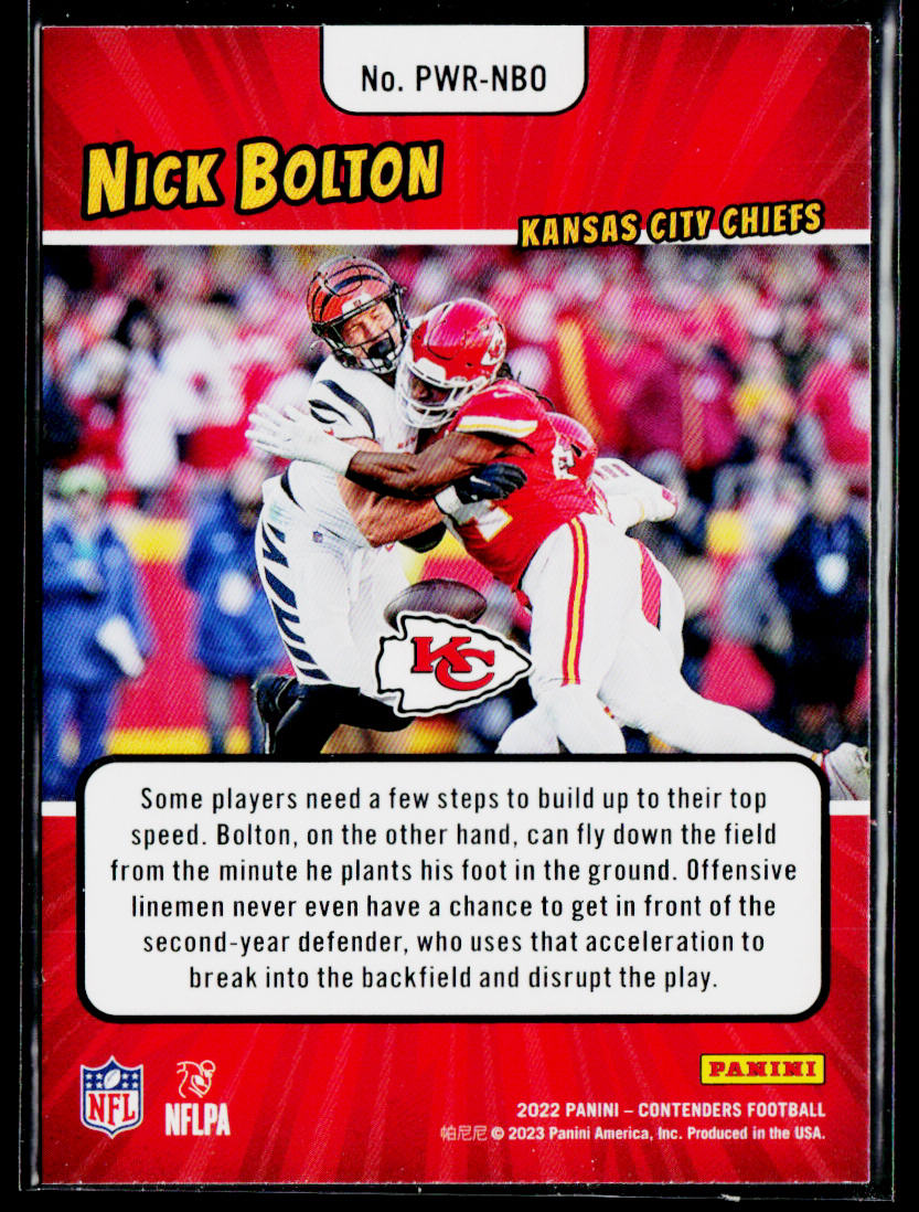 Nick Bolton 2022 Panini Contenders Power Players Emerald #PWR-NBO