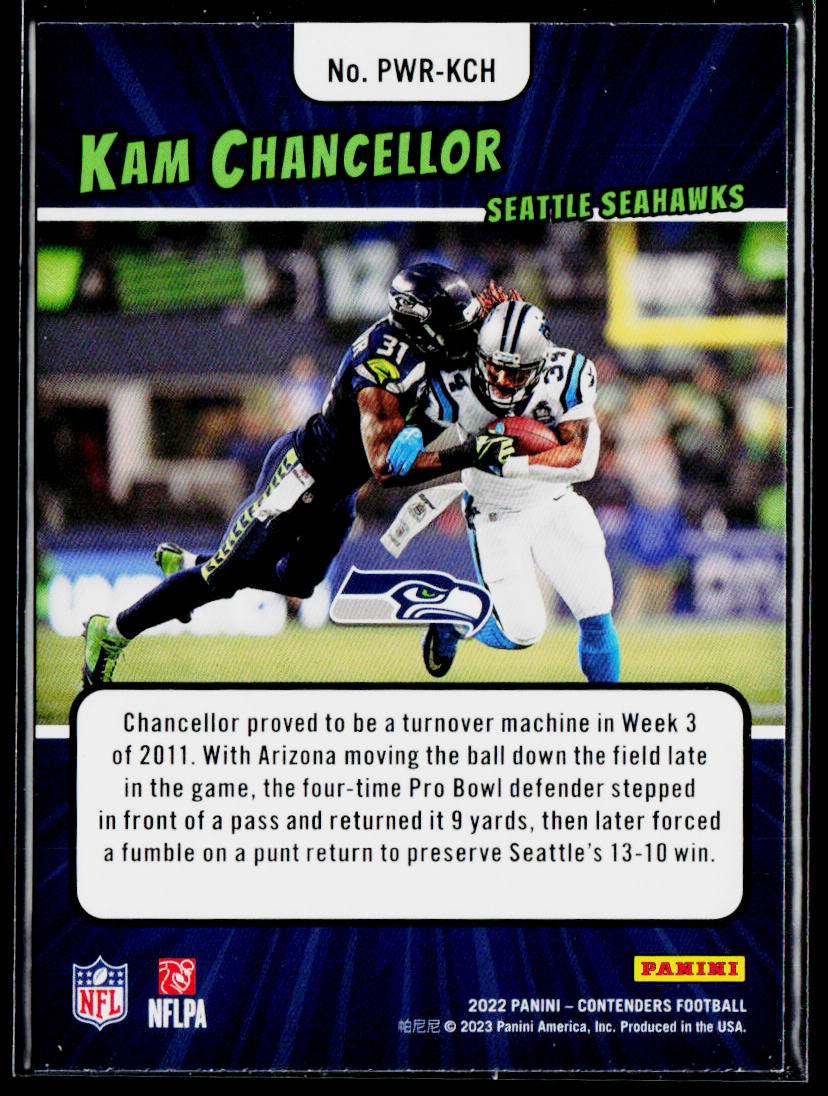 Kam Chancellor 2022 Panini Contenders Power Players Emerald #PWR-KCH