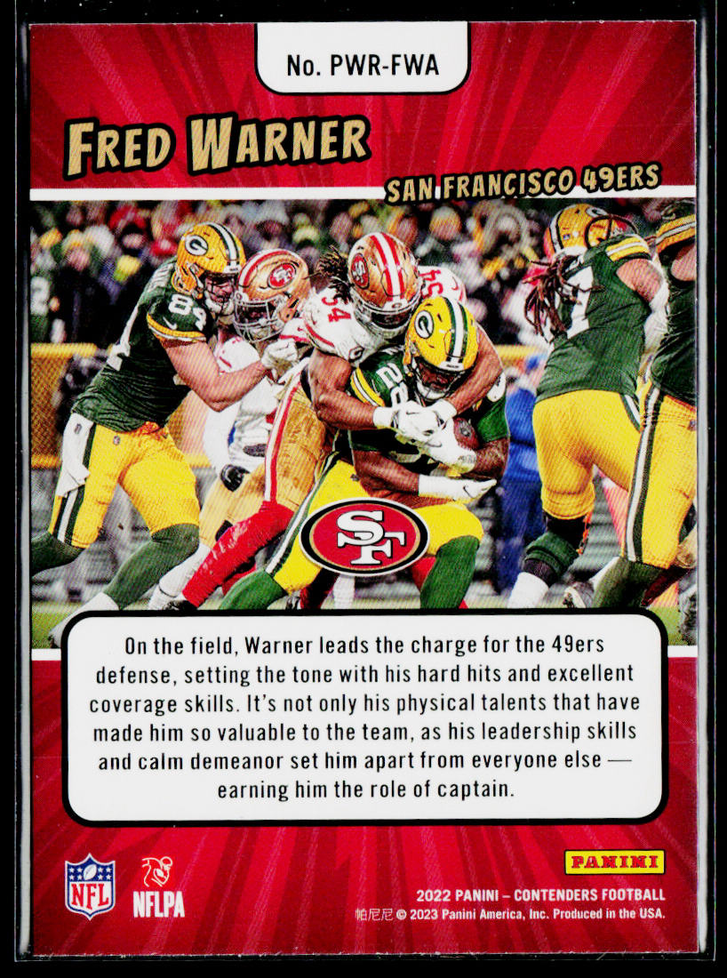 Fred Warner 2022 Panini Contenders Power Players Emerald #PWR-FWA