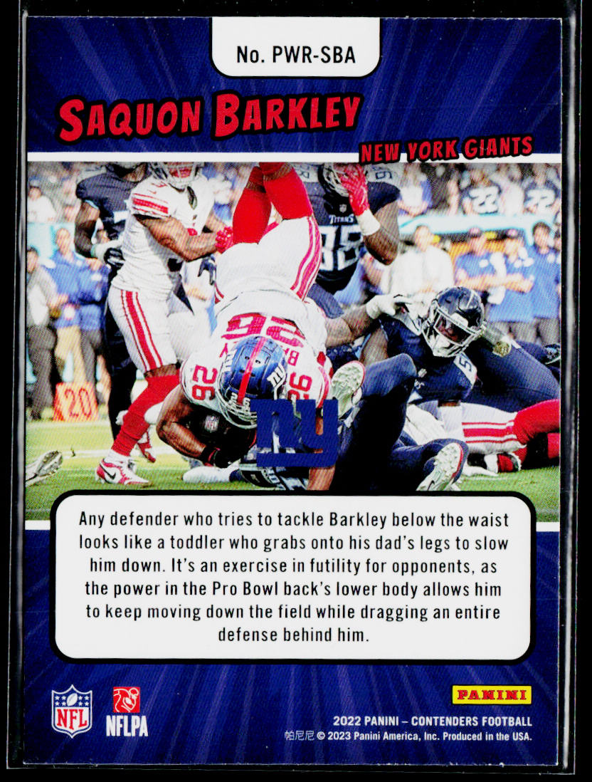 Saquon Barkley 2022 Panini Contenders Power Players Emerald #PWR-SBA