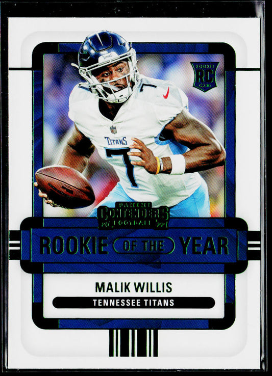 Malik Willis 2022 Panini Contenders Rookie of the Year Emerald #ROY-MWI
