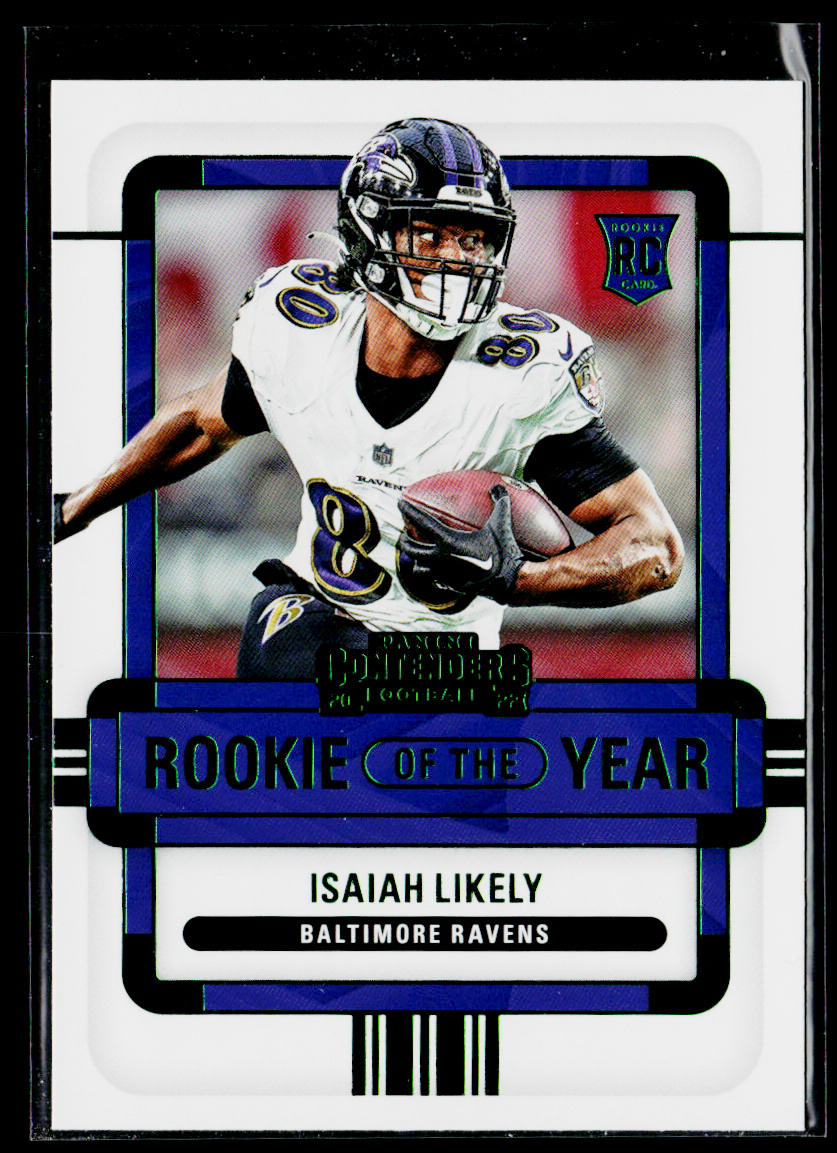 Isaiah Likely 2022 Panini Contenders Rookie of the Year Emerald #ROY-ILI Ravens