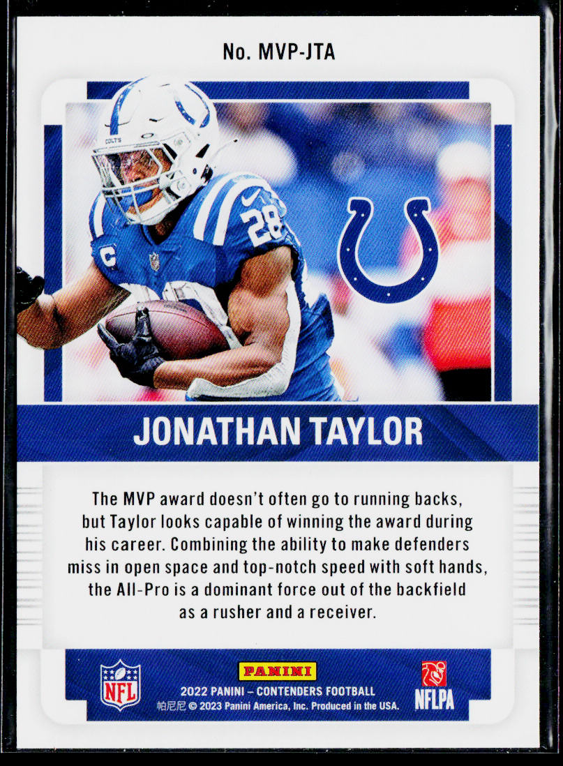 Jonathan Taylor 2022 Panini Contenders MVP Contenders Emerald #MVP-JTA Colts