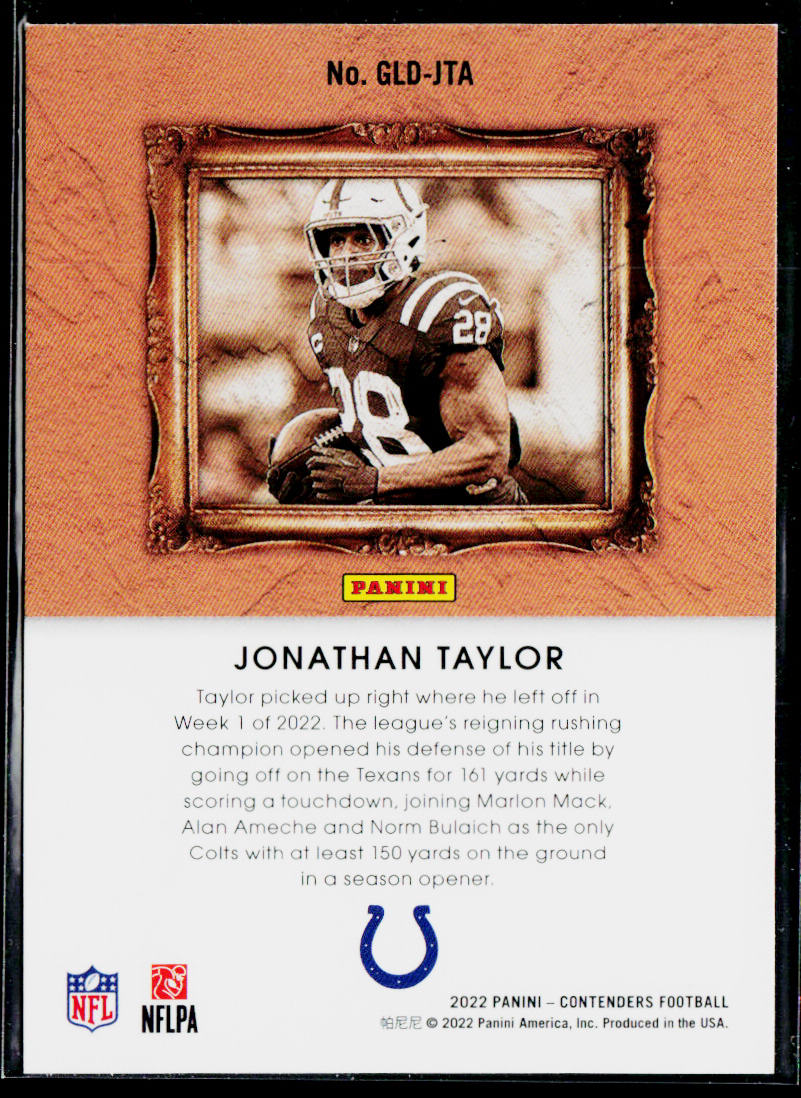 Jonathan Taylor 2022 Panini Contenders Gladiators Emerald #GLD-JTA Colts