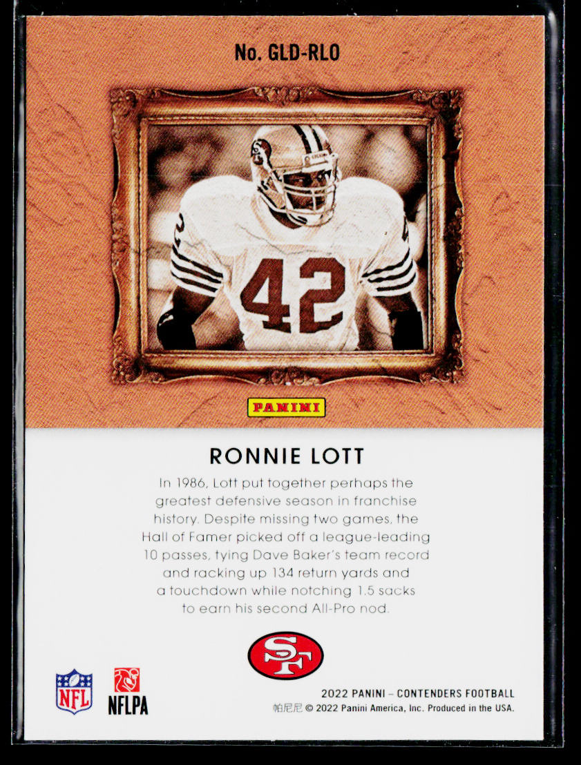 Ronnie Lott 2022 Panini Contenders Gladiators Emerald #GLD-RLO 49ers