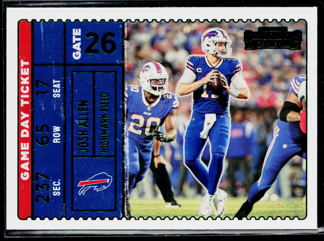 Josh Allen 2022 Panini Contenders Game Day Ticket Emerald #GDT-JAL Buffalo Bills