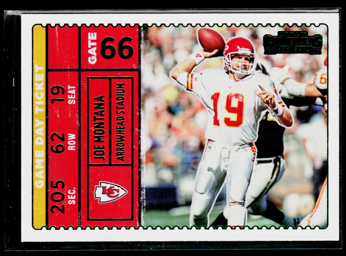 Joe Montana 2022 Panini Contenders Game Day Ticket Emerald #GDT-JMO Chiefs