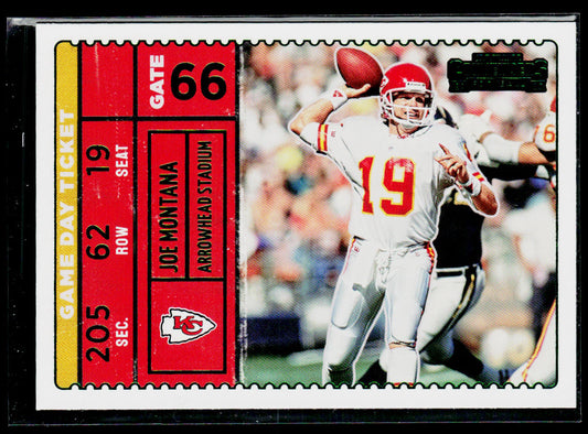 Joe Montana 2022 Panini Contenders Game Day Ticket Emerald #GDT-JMO Chiefs