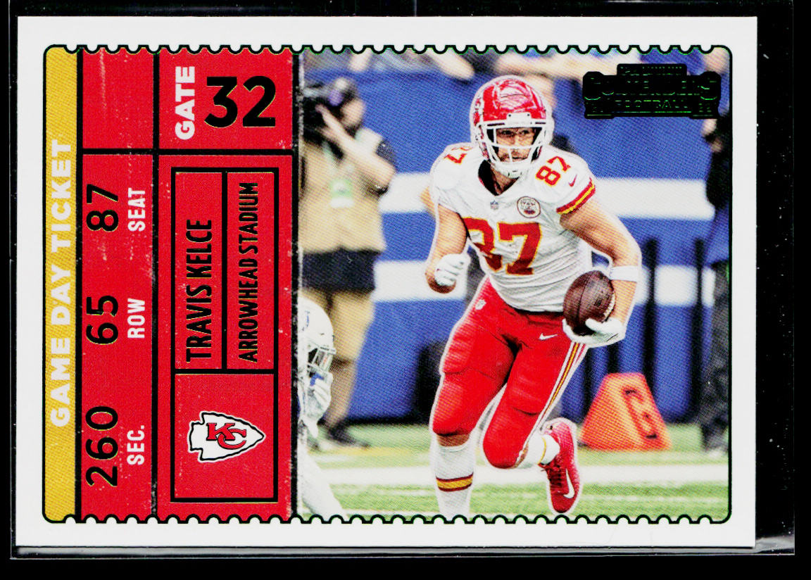 Travis Kelce 2022 Panini Contenders Game Day Ticket Emerald #GDT-TKE Chiefs