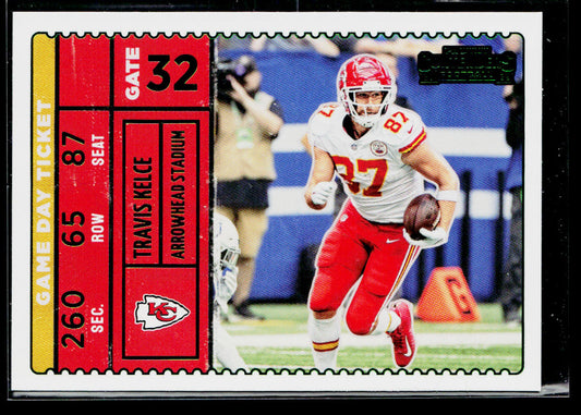 Travis Kelce 2022 Panini Contenders Game Day Ticket Emerald #GDT-TKE Chiefs