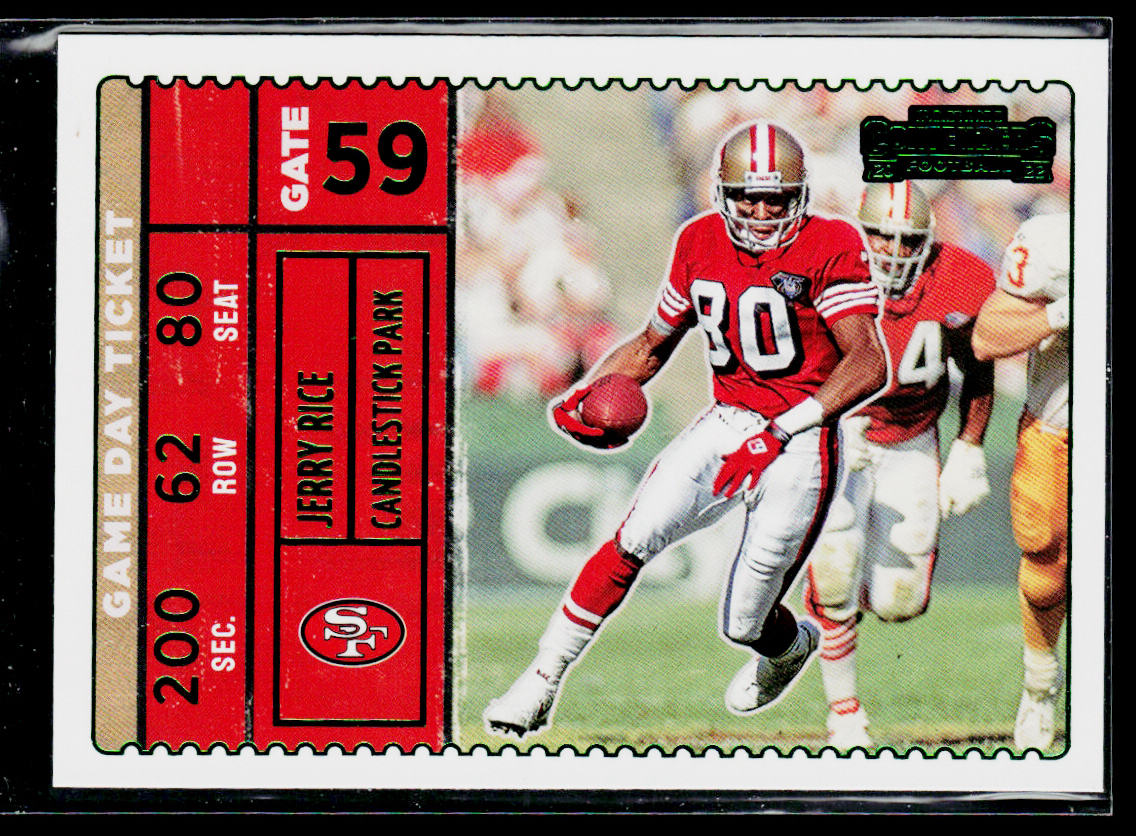 Jerry Rice 2022 Panini Contenders Game Day Ticket Emerald #GDT-JRI 49ers