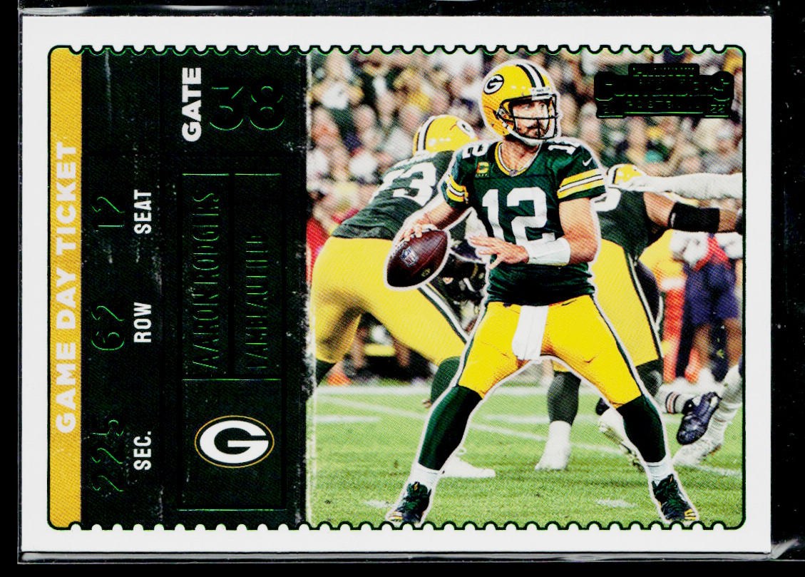 Aaron Rodgers 2022 Panini Contenders Game Day Ticket Emerald #GDT-ARO Packers