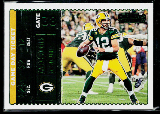 Aaron Rodgers 2022 Panini Contenders Game Day Ticket Emerald #GDT-ARO Packers