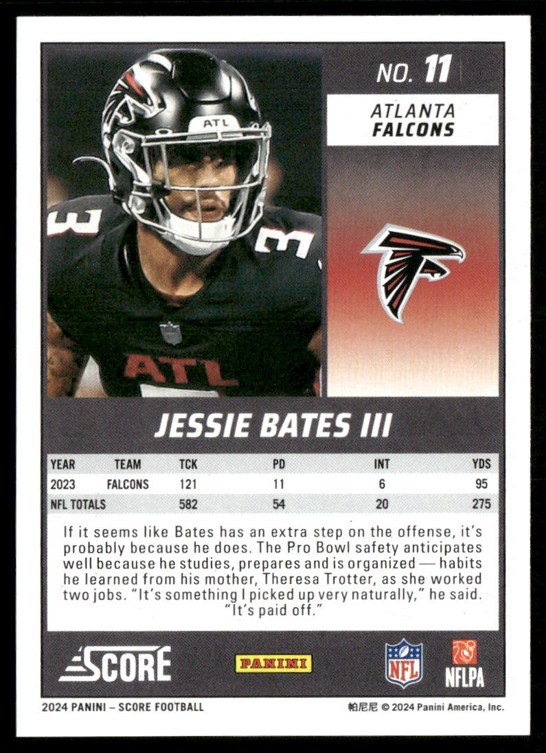 Jessie Bates III 2024 Score #11 Atlanta Falcons
