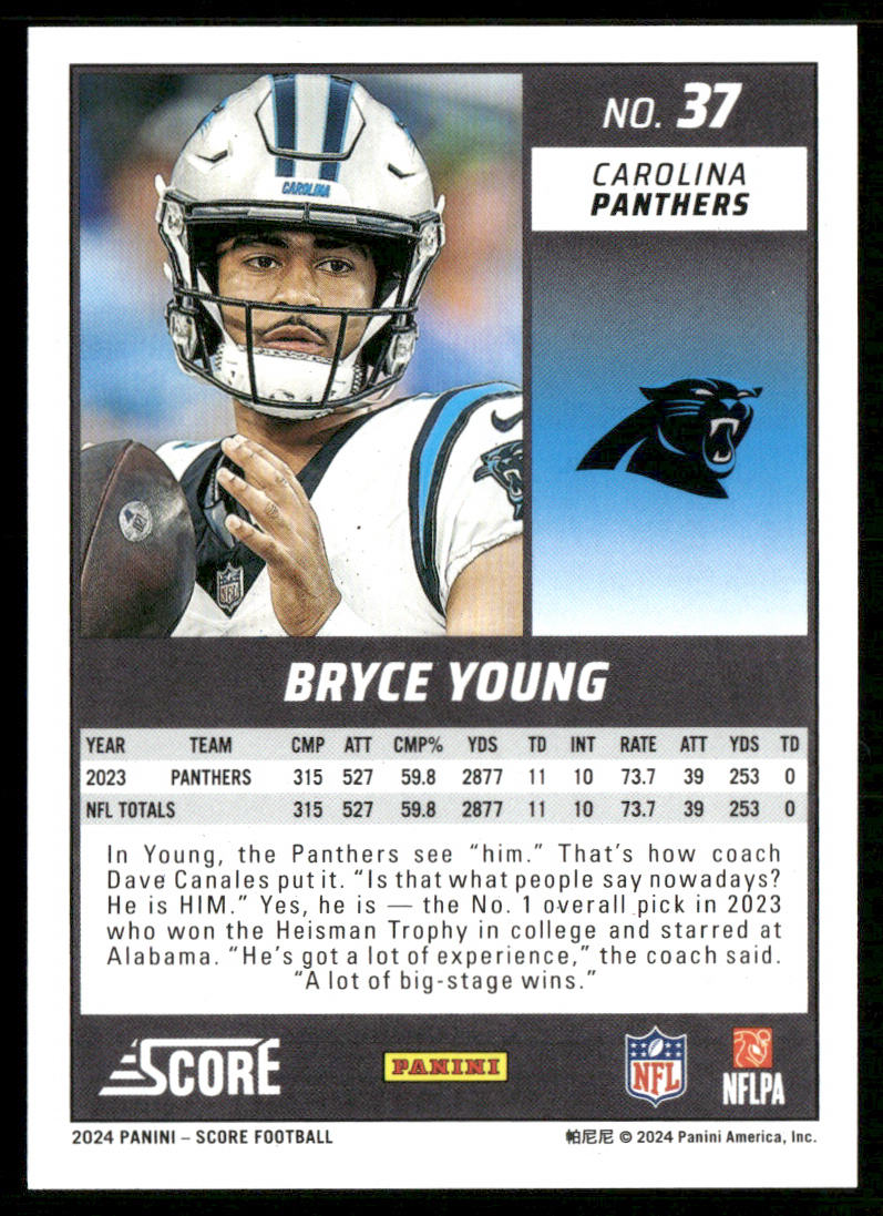 Bryce Young 2024 Score #37 Carolina Panthers