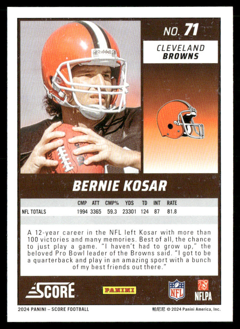 Bernie Kosar 2024 Score #71 Cleveland Browns