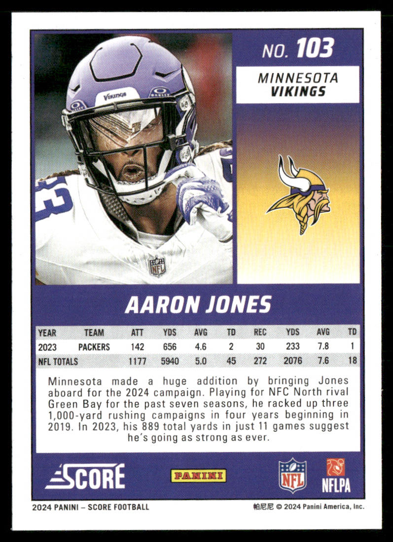 Aaron Jones 2024 Score #103 Minnesota Vikings